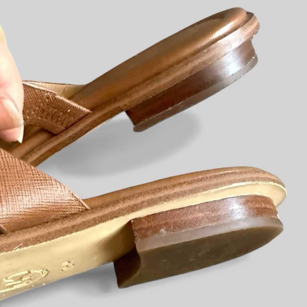 Michael Michael Kors Aubrey Logo T-strap Sandal Brown Size 7.5 - Picture 12 of 14